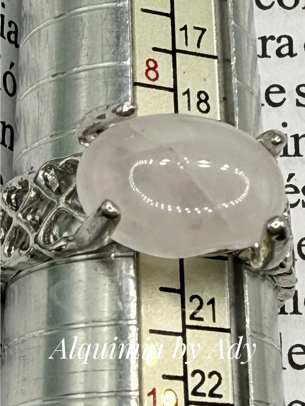 White Moonstone Oval Ring - Elegant Silver Setting